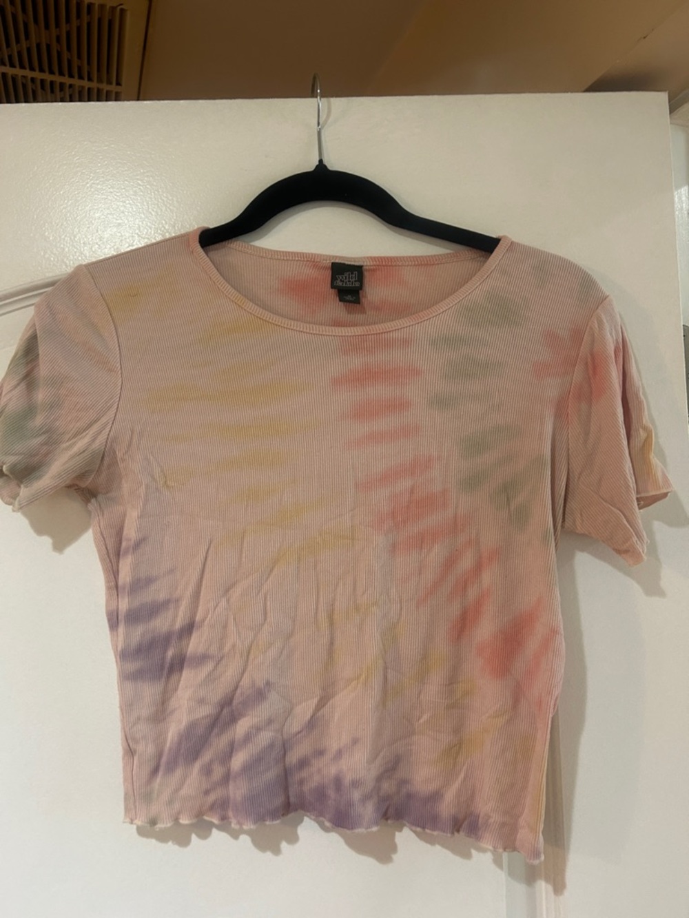 wild fable Pastel Tie-Dye Ribbed Short Sleeve Top - Pink, Purple, Yellow, Green